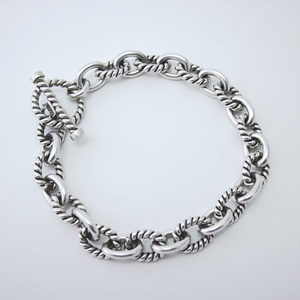 Solid Sterling Chain Bracelet with Toggle - Thick